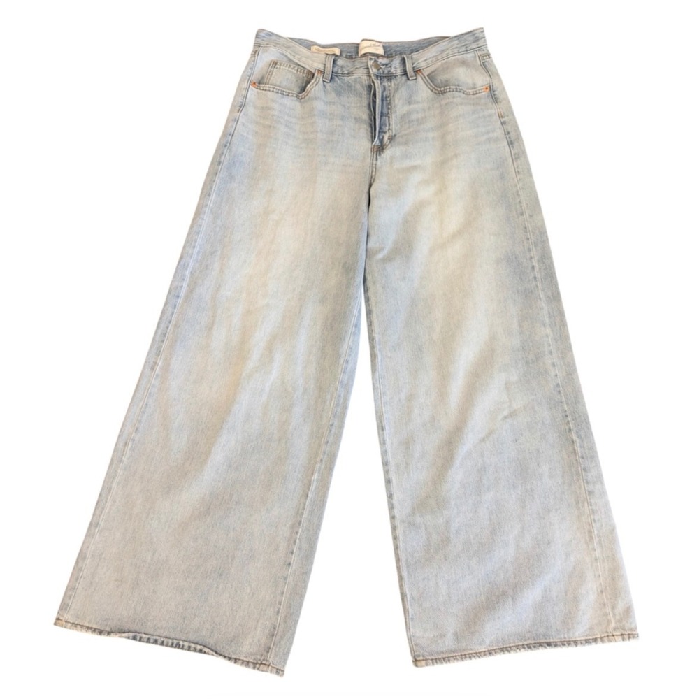 Universal Thread Womens Light Wash Mid Rise Super Wide Leg Jeans Size 12R Cotton